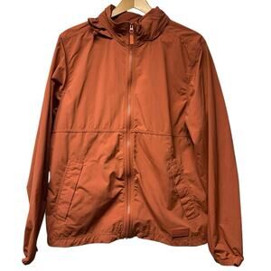 LL Bean Size Large Men's Light Airy Windbreaker Rust Orange Gorpcore Hood
